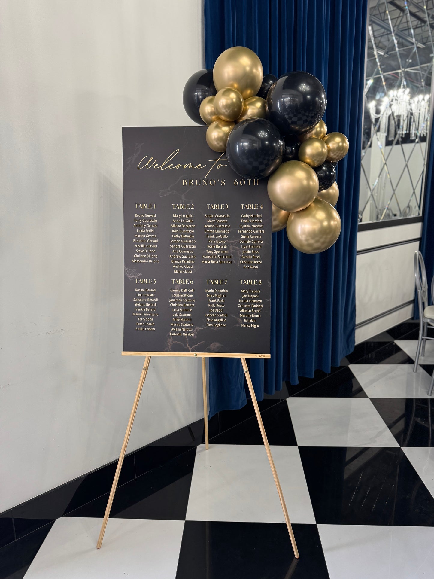 Seating chart and balloon cluster